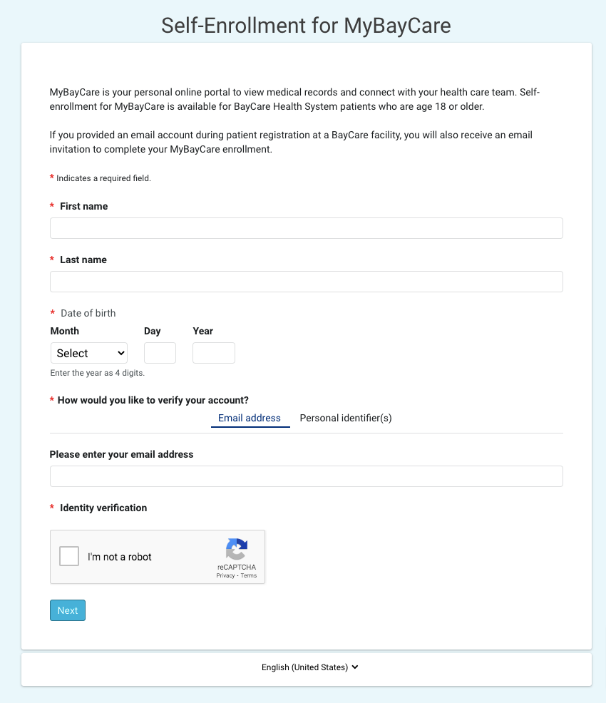BayCare Patient Portal Registration