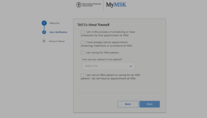 MSK Patient Portal Sign Up