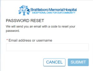 Forgot password of BMH Patient Portal