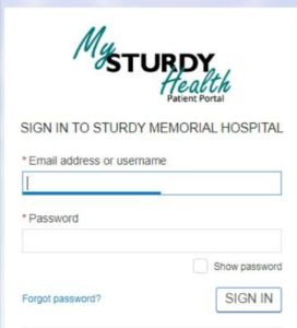 Sturdy Patient Portal login