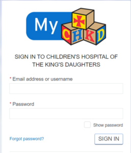 CHKD Patient Patient Portal login