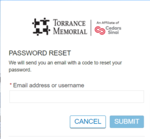 Forgot password of Torrance Memorial Patient Portal