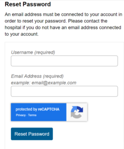 BHS Patient Portal forgot Password
