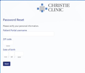 Christie Clinic Patient Portal forgot Password