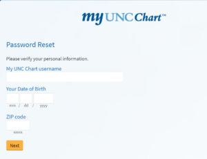 UNC Patient Portal forgot Password